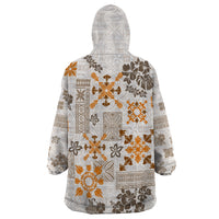 Hawaii Tapa Tribal Wearable Blanket Hoodie With Hawaiian Quilt Pattern Gold LT9 - Polynesian Pride
