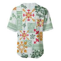 Hawaii Tapa Tribal Baseball Jersey With Hawaiian Quilt Pattern Green LT9 - Polynesian Pride