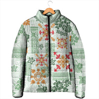 Hawaii Tapa Tribal Padded Jacket With Hawaiian Quilt Pattern Green LT9 - Polynesian Pride