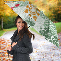Hawaii Tapa Tribal Umbrella With Hawaiian Quilt Pattern Green - Polynesian Pride