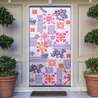 Hawaii Tapa Tribal Door Cover With Hawaiian Quilt Pattern Violet - Polynesian Pride