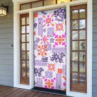 Hawaii Tapa Tribal Door Cover With Hawaiian Quilt Pattern Violet - Polynesian Pride