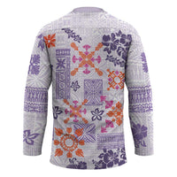 Hawaii Tapa Tribal Hockey Jersey With Hawaiian Quilt Pattern Violet - Polynesian Pride