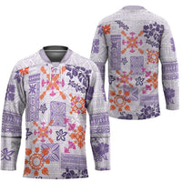 Hawaii Tapa Tribal Hockey Jersey With Hawaiian Quilt Pattern Violet - Polynesian Pride