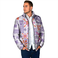 Hawaii Tapa Tribal Padded Jacket With Hawaiian Quilt Pattern Violet LT9 - Polynesian Pride