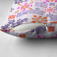 Hawaii Tapa Tribal Pillow Cover With Hawaiian Quilt Pattern Violet LT9 - Polynesian Pride