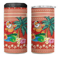 Hawaii Mele Kalikimaka 4 in 1 Can Cooler Tumbler Surfing Santa Funny Christmas