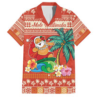 Hawaii Mele Kalikimaka Family Matching Long Sleeve Bodycon Dress and Hawaiian Shirt Surfing Santa Funny Christmas