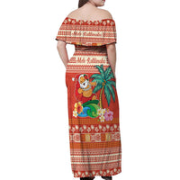 Hawaii Mele Kalikimaka Off Shoulder Maxi Dress Surfing Santa Funny Christmas