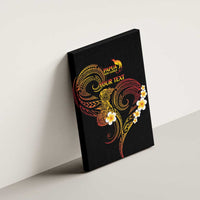 Personalised Papua New Guinea Sepik Canvas Wall Art Plumeria Floral Tribal Pattern - Polynesian Pride