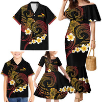 Personalised Papua New Guinea Sepik Family Matching Mermaid Dress and Hawaiian Shirt Plumeria Floral Tribal Pattern LT9 - Polynesian Pride