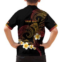 Personalised Papua New Guinea Sepik Family Matching Off The Shoulder Long Sleeve Dress and Hawaiian Shirt Plumeria Floral Tribal Pattern - Polynesian Pride