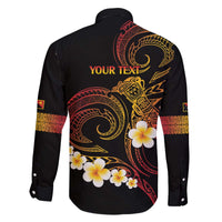 Personalised Papua New Guinea Sepik Family Matching Off The Shoulder Long Sleeve Dress and Hawaiian Shirt Plumeria Floral Tribal Pattern - Polynesian Pride