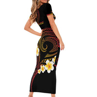 Personalised Papua New Guinea Sepik Family Matching Short Sleeve Bodycon Dress and Hawaiian Shirt Plumeria Floral Tribal Pattern LT9 - Polynesian Pride