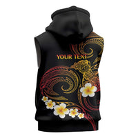 Personalised Papua New Guinea Sepik Sleeveless Zip Hoodie Plumeria Floral Tribal Pattern LT9 - Polynesian Pride