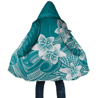 Polynesian Plumeria Flowers Tribal Cloak Pacific Tattoo Teal Style - Polynesian Pride