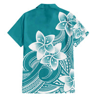 Polynesian Plumeria Flowers Tribal Hawaiian Shirt Pacific Tattoo Teal Style - Polynesian Pride