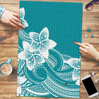 Polynesian Plumeria Flowers Tribal Puzzle Pacific Tattoo Teal Style - Polynesian Pride