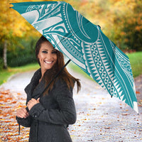 Polynesian Plumeria Flowers Tribal Umbrella Pacific Tattoo Teal Style - Polynesian Pride