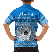 Personalised Fiji Marau Na Kerisimasi Family Matching Puletasi Dress and Hawaiian Shirt Merry Christmas Tapa Pattern Blue Style LT9 - Polynesian Pride