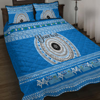 Personalised Fiji Marau Na Kerisimasi Quilt Bed Set Merry Christmas Tapa Pattern Blue Style LT9 - Polynesian Pride
