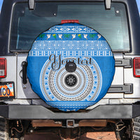 Personalised Fiji Marau Na Kerisimasi Spare Tire Cover Merry Christmas Tapa Pattern Blue Style LT9 - Polynesian Pride