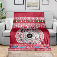 Personalised Fiji Marau Na Kerisimasi Blanket Merry Christmas Tapa Pattern Red Style LT9 - Polynesian Pride