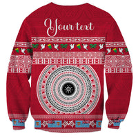 Personalised Fiji Marau Na Kerisimasi Sweatshirt Merry Christmas Tapa Pattern Red Style LT9 - Polynesian Pride