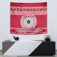 Personalised Fiji Marau Na Kerisimasi Tapestry Merry Christmas Tapa Pattern Red Style LT9 - Polynesian Pride