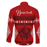 Personalised Tonga Kilisimasi Fiefia Family Matching Off Shoulder Short Dress and Hawaiian Shirt Merry Christmas with Turtle Ngatu Pattern LT9 - Polynesian Pride