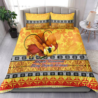 PNG Hamamas Krismas Bedding Set Papua New Guinea Bird Of Paradise Merry Christmas Gold Style LT9 - Polynesian Pride