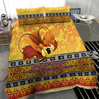 PNG Hamamas Krismas Bedding Set Papua New Guinea Bird Of Paradise Merry Christmas Gold Style LT9 - Polynesian Pride