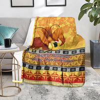 PNG Hamamas Krismas Blanket Papua New Guinea Bird Of Paradise Merry Christmas Gold Style LT9 - Polynesian Pride
