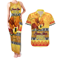 PNG Hamamas Krismas Couples Matching Tank Maxi Dress and Hawaiian Shirt Papua New Guinea Bird Of Paradise Merry Christmas Gold Style LT9 Gold - Polynesian Pride