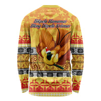 PNG Hamamas Krismas Long Sleeve Shirt Papua New Guinea Bird Of Paradise Merry Christmas Gold Style LT9 - Polynesian Pride