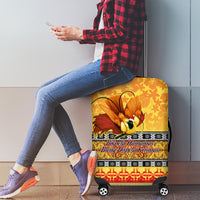PNG Hamamas Krismas Luggage Cover Papua New Guinea Bird Of Paradise Merry Christmas Gold Style LT9 - Polynesian Pride