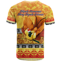 PNG Hamamas Krismas T Shirt Papua New Guinea Bird Of Paradise Merry Christmas Gold Style LT9 - Polynesian Pride