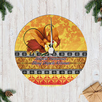 PNG Hamamas Krismas Tree Skirt Papua New Guinea Bird Of Paradise Merry Christmas Gold Style LT9 Casual Tree Skirts Gold - Polynesian Pride