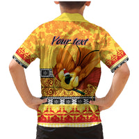 Personalised PNG Hamamas Krismas Family Matching Mermaid Dress and Hawaiian Shirt Papua New Guinea Bird Of Paradise Merry Christmas Gold Style LT9 - Polynesian Pride