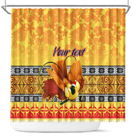 Personalised PNG Hamamas Krismas Shower Curtain Papua New Guinea Bird Of Paradise Merry Christmas Gold Style LT9 Gold - Polynesian Pride