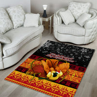 PNG Hamamas Krismas Area Rug Papua New Guinea Bird Of Paradise Merry Christmas Black Style LT9 - Polynesian Pride