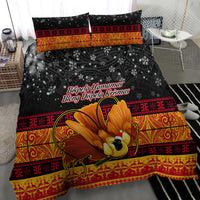 PNG Hamamas Krismas Bedding Set Papua New Guinea Bird Of Paradise Merry Christmas Black Style LT9 - Polynesian Pride