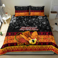 PNG Hamamas Krismas Bedding Set Papua New Guinea Bird Of Paradise Merry Christmas Black Style LT9 - Polynesian Pride