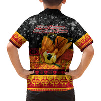 PNG Hamamas Krismas Family Matching Summer Maxi Dress and Hawaiian Shirt Papua New Guinea Bird Of Paradise Merry Christmas Black Style LT9 - Polynesian Pride