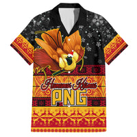 PNG Hamamas Krismas Family Matching Summer Maxi Dress and Hawaiian Shirt Papua New Guinea Bird Of Paradise Merry Christmas Black Style LT9 Dad's Shirt - Short Sleeve Black - Polynesian Pride