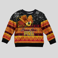 PNG Hamamas Krismas Kid Ugly Christmas Sweater Papua New Guinea Bird Of Paradise Merry Christmas Black Style LT9 Kid Black - Polynesian Pride