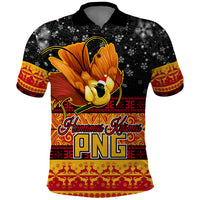 PNG Hamamas Krismas Polo Shirt Papua New Guinea Bird Of Paradise Merry Christmas Black Style LT9 Black - Polynesian Pride