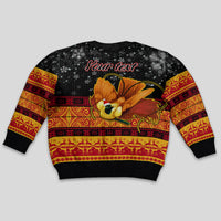 Personalised PNG Hamamas Krismas Kid Ugly Christmas Sweater Papua New Guinea Bird Of Paradise Merry Christmas Black Style LT9 - Polynesian Pride