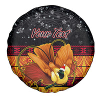 Personalised PNG Hamamas Krismas Spare Tire Cover Papua New Guinea Bird Of Paradise Merry Christmas Black Style LT9 - Polynesian Pride