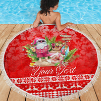 Personalised Hawaii Mele Kalikimaka Beach Blanket Santa Beach Merry Christmas LT9 - Polynesian Pride